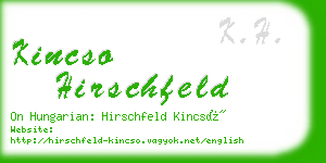 kincso hirschfeld business card